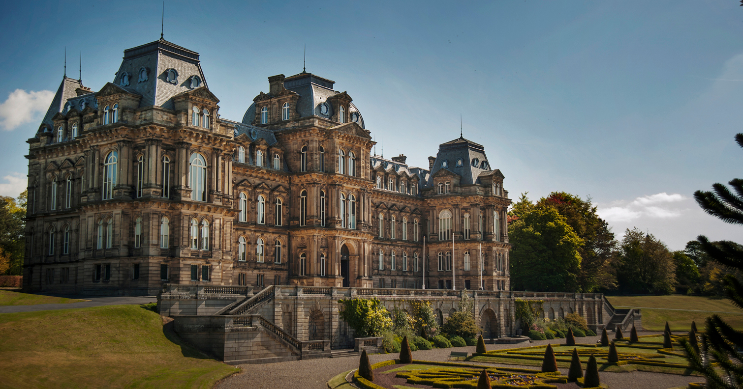 external view of The Bowes Museum and surrounding gardens